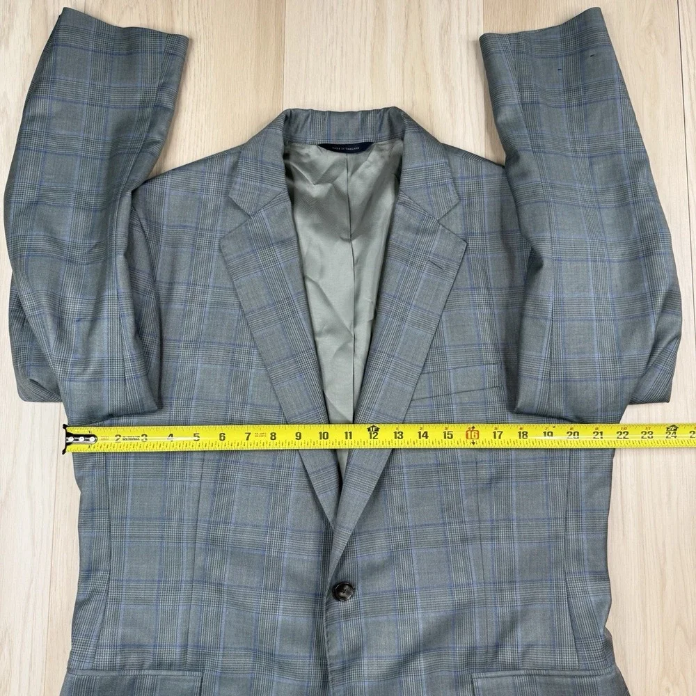 Brooks Brothers Sport Coat Gray Blue Plaid Italian Wool Zignone Blazer Men's 42R